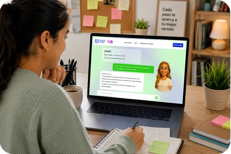 cómo hablar con GiorgIA para buscar empleo - estudiente en conversación