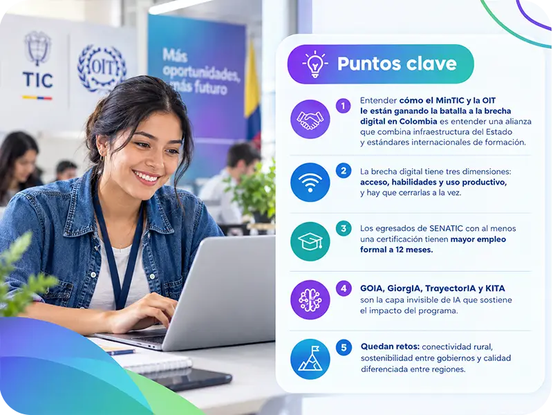 cómo el MinTIC y la OIT le están ganando la batalla a la brecha digital en Colombia puntos clave